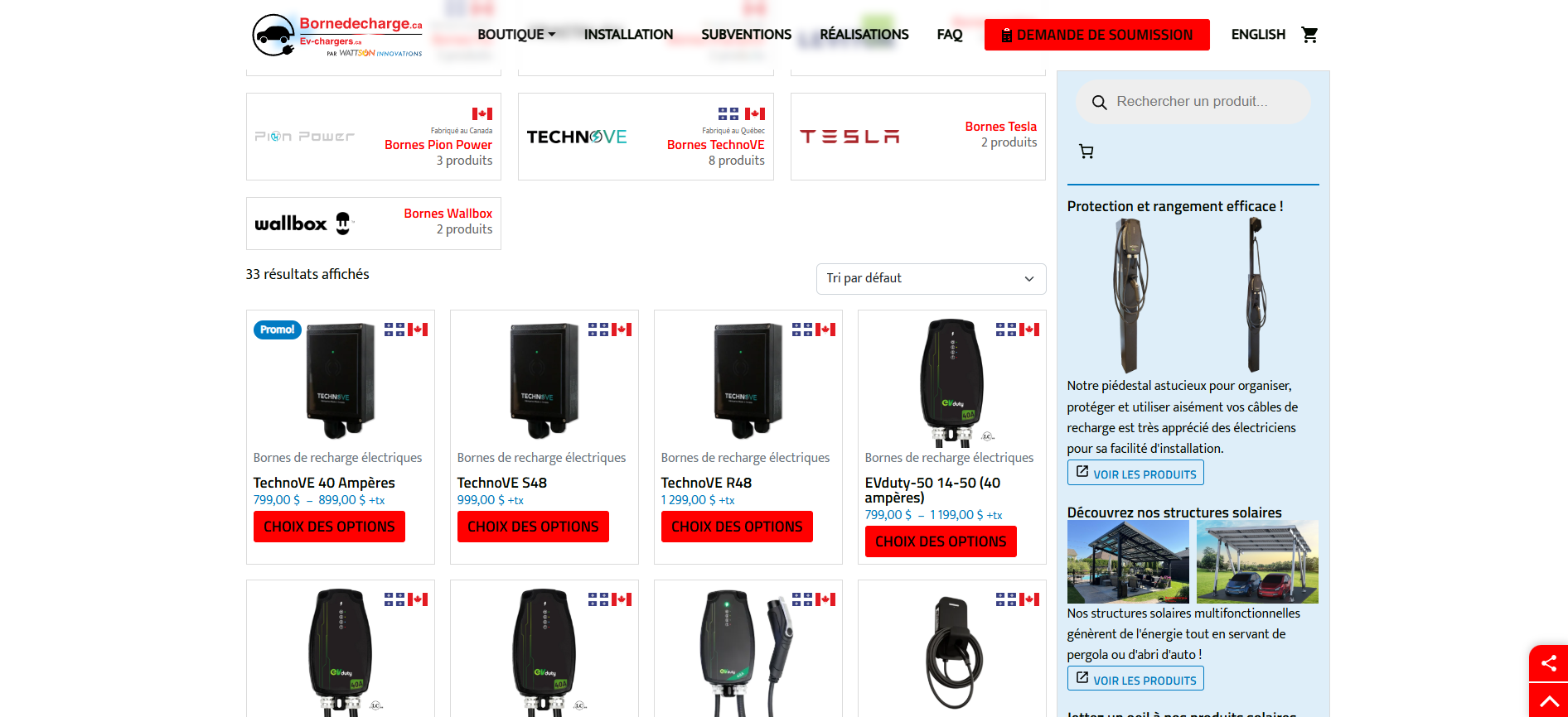 Boutique en ligne de bornedecharge.ca
